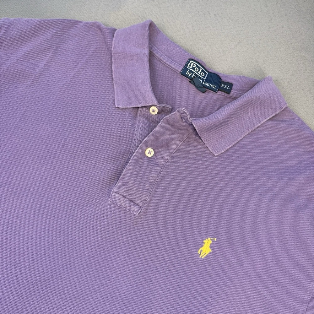 Polo Ralph Lauren Men's XXL Purple Solid Cotton Polo Short Sleeve Vintage